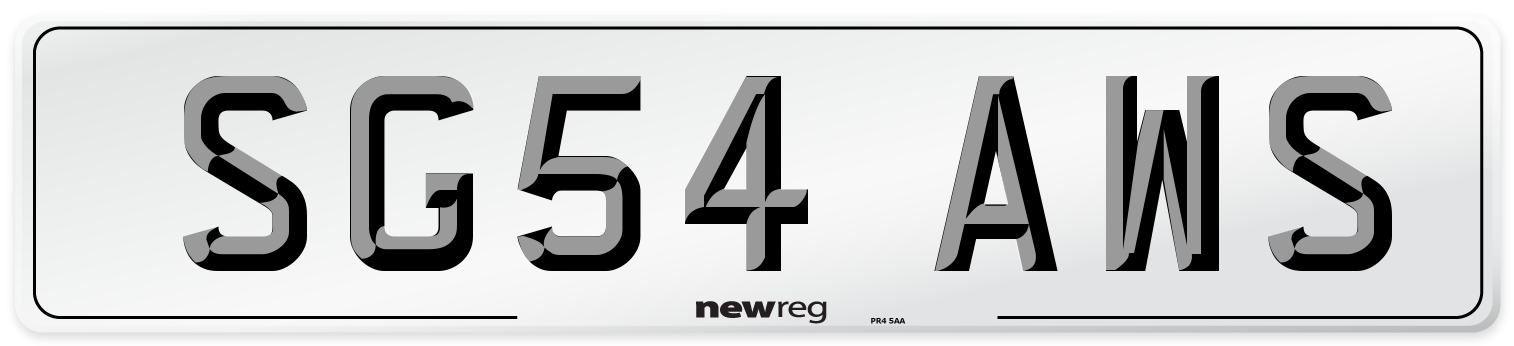SG54 AWS Number Plate from New Reg